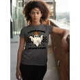thumbnail image 3 of I Ghost People All Year Funny Halloween Skater Women's T-shirt, 3XL, Charcoal, 3 of 6