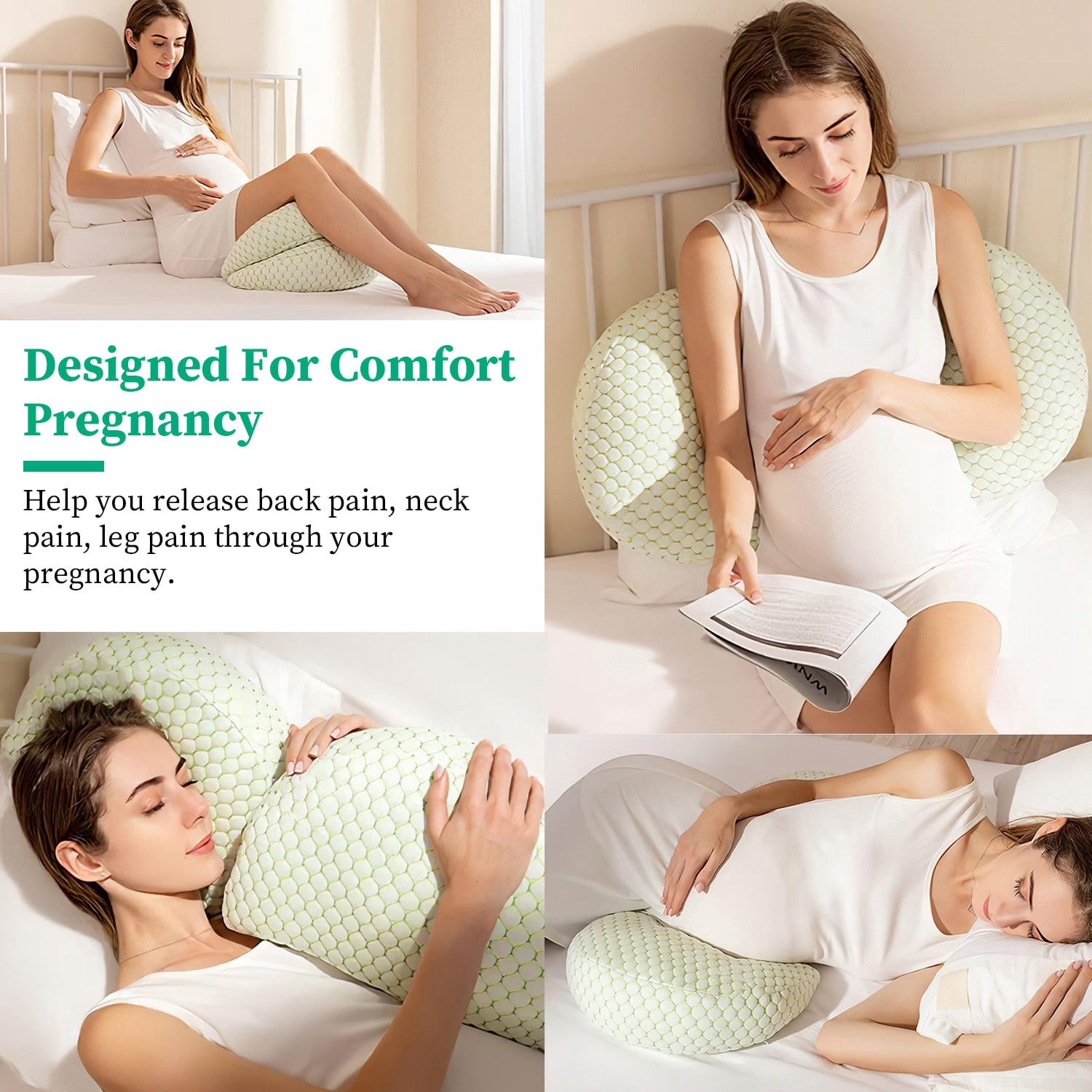 Moclever Pregnancy Pillows, 3.15-7.1in Adjustable Support Maternity Pillow Soft Side Sleeper Wedge Pillows with Detachable Pillow Cover