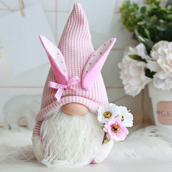 IBaodan Plush Toys Clearance sale Easter Decorations Cute Couple Standing Bunny Carrot Dwarf Faceless Doll Decoration Home Decorations Gift for Children