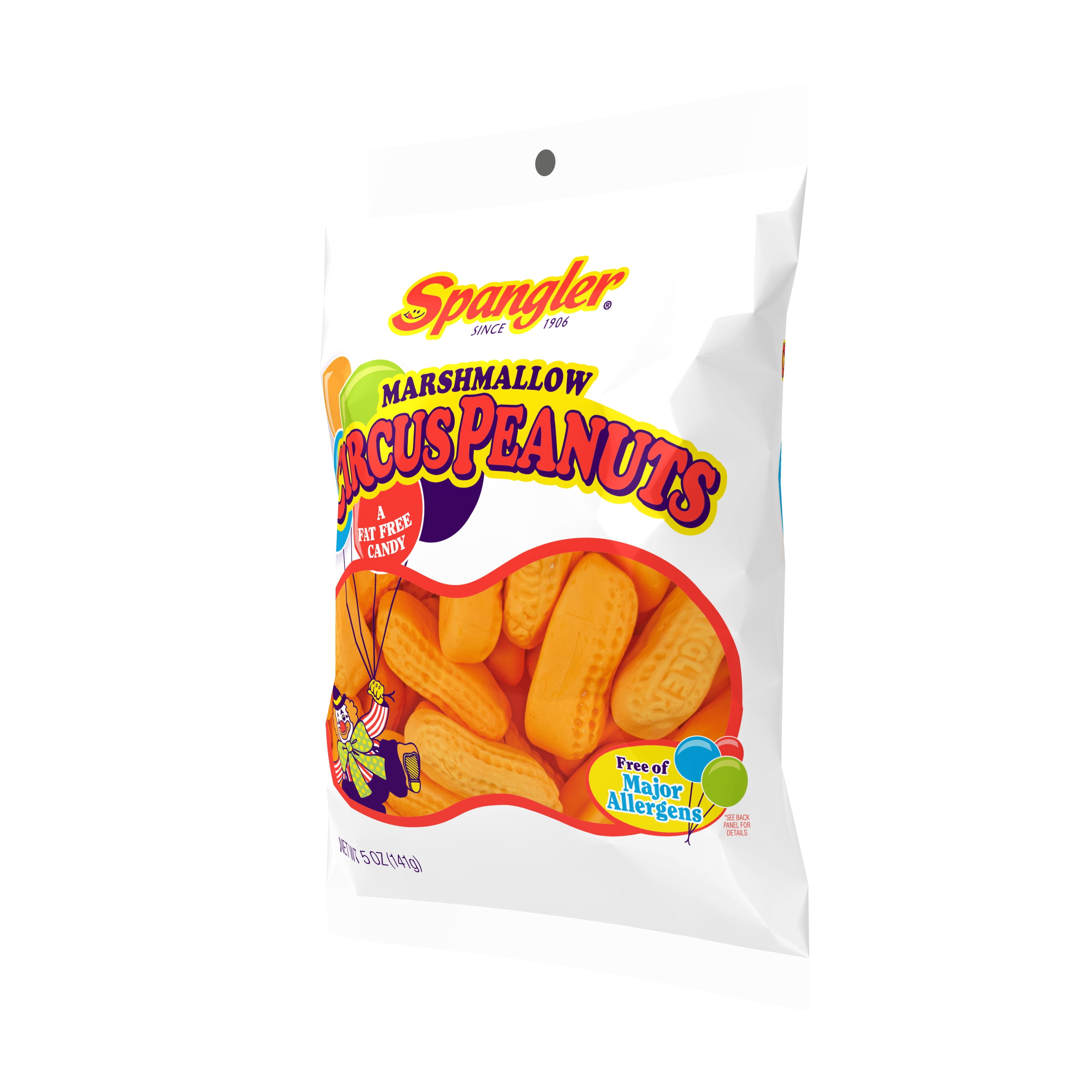 Spangler Candy Marshmallow Circus Peanuts, Allergen Free, 5 oz Candy Bag