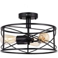 thumbnail image 2 of WUZSTAR 15 Inch Industrial Cage Ceiling Light Fixture Semi Flush Mount Chandelier Lamp, 2 of 8