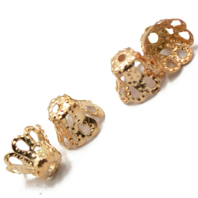 KLKCMS 50 Pcs Bouchons de Perles Vintage en Filigrane 6mm pour Fabrication de Bijoux, Cordon