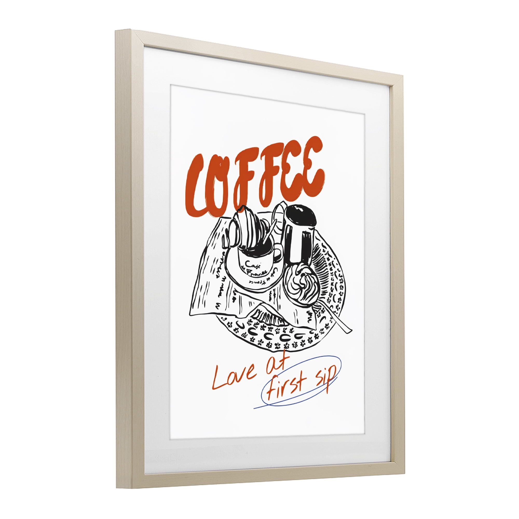 Stupell Industries Coffee Love At First Sip Birch Framed Print Under Glass, design by The Prints Vibe