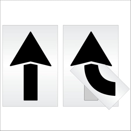 Pavement Stencils - 60 inch - Straight & Turn Combo KIT - (2 Piece) - 60" x 36" x 1/16" (63 mil) - Light-Duty