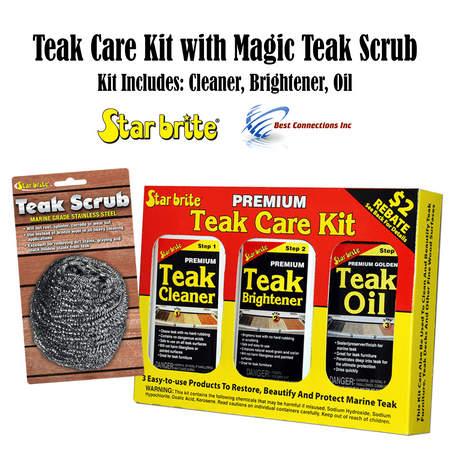 Starbrite Teak Care Kit w/ Magic Teak Scrub BUNDLE Marine Home Heavy (Best Type Of Magic Deck)