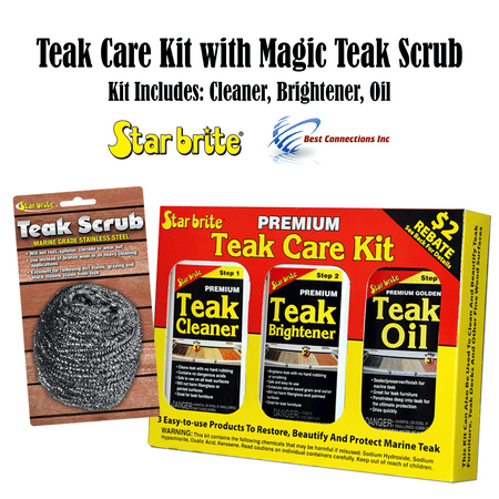 Starbrite Teak Care Kit w/ Magic Teak Scrub BUNDLE Marine Home Heavy (Best Boat Deck Coating)