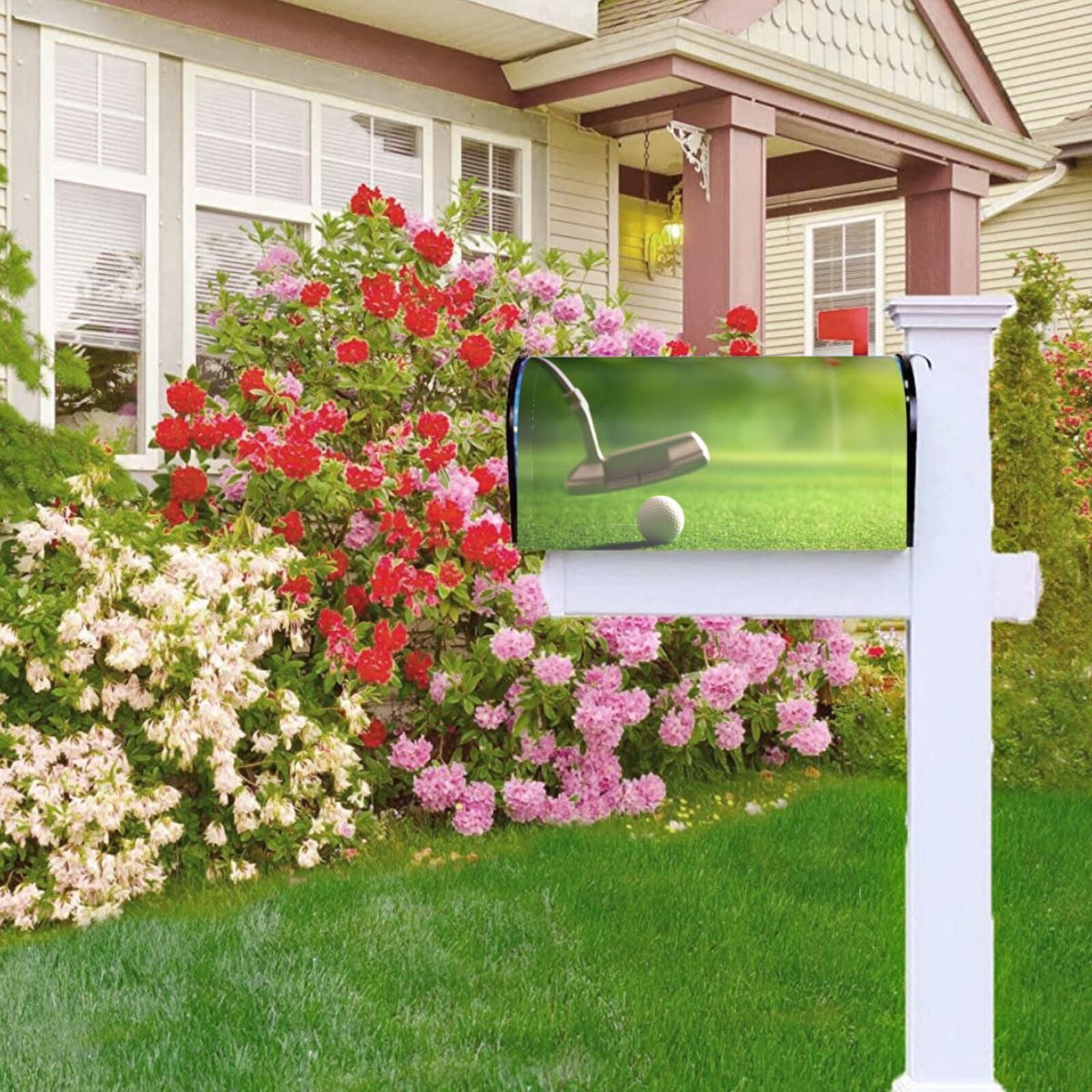 Logiee golf ball after putting to the golf hole Print Post Letter Box Wrap Decor, Mailbox Cover Suitable for Standard Mailbox and Large Size Mailbox,Outdoor Yard Decoration-21x18 in