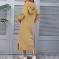 thumbnail image 5 of BLTIBY Sweatshirts Dress for Women Hoodie Plus Size Trendy Oversized Drawstring Long Dresses Pullover Side Split Sweatshirt with Pockets Khaki XL, 5 of 8