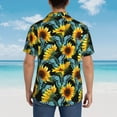 thumbnail image 6 of Daiia Blue Batterflies Sunflower Hawaiian Shirt for Men Gentle Cotton Regular Short Sleeve Casual-Medium, 6 of 9