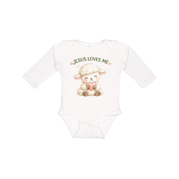 Inktastic Jesus Loves Me Lamb Boys or Girls Long Sleeve Baby Bodysuit