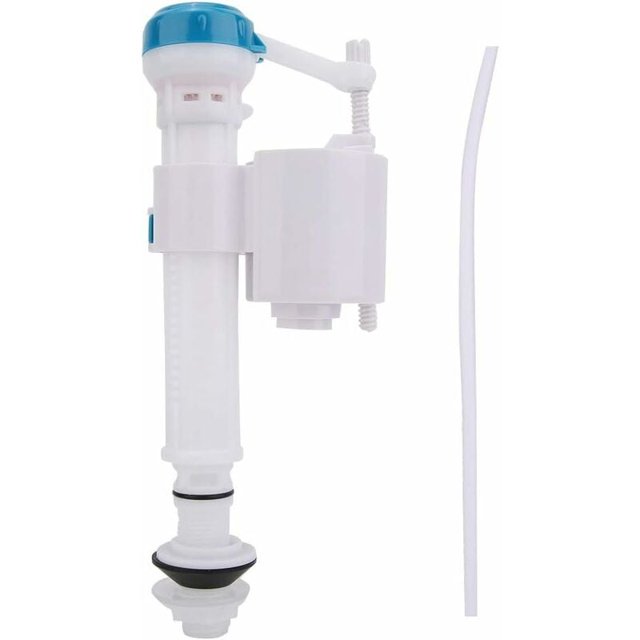 Válvula de flotador horizontal, válvula de flotador reversible para suministro de inodoro, válvulas de descarga de inodoro Válvula de llenado de doble descarga con botón pulsador Sifón para baño Azul
