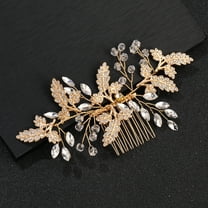 Nvzi Bridal Flower Wedding Hair Pins Crystal Pearl Hair Combs Clips Headpiece Gold Wedding Hair Accessories Jewelry with Rhinestone for Brides Bridesmaids Women Girls (Gold)