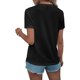 thumbnail image 4 of Camiseta de Mujer Cuello Redondo Botón de Hombro Manga Corta Patrón de Rayas Elegante Casual Mujer Top de Verano para Vacaciones Diario Negro XL, 4 of 6