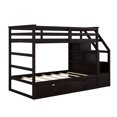 thumbnail image 3 of New Twin-Over-Twin Bunk Bed with Twin Size Trundle and 3 Storage Stairs,Espresso, 3 of 10