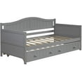thumbnail image 5 of Harper & Bright Designs Traditional Pine Wood with Trundle Daybed, Twin, Grey, 5 of 7