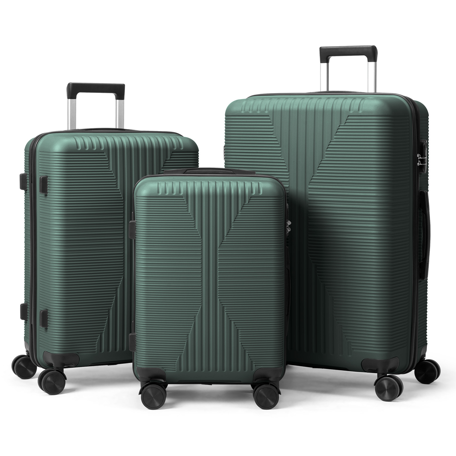 Ktaxon Luggage 3 Piece Set,Suitcase Set with 360° Spinner Wheels Hardside Lightweight Luggage 20in24in28in, Green