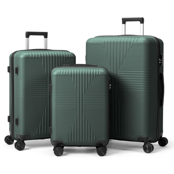 Ktaxon Luggage 3 Piece Set,Suitcase Set with 360° Spinner Wheels Hardside Lightweight Luggage 20in24in28in, Green