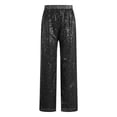 thumbnail image 3 of TiaoBug Kids Girls Sequin Sparkle Trousers Elastic Waistband Hip Hop Jazz Dance Straight Leg Pants Black 16, 3 of 7