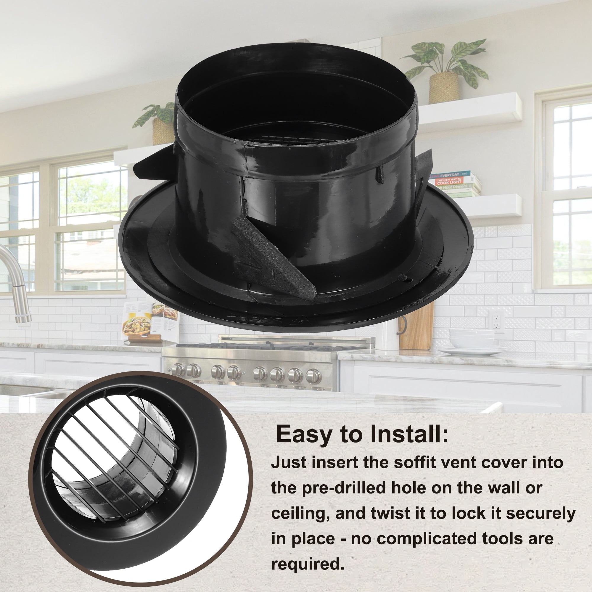 Uxcell Round Air Vent Cover, Soffit Vents ABS Ceiling Vent Covers Air Vent Louver for Living Room Greenhouse 4 Inch