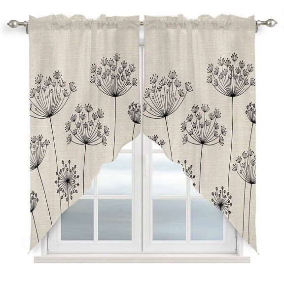 Farmhouse Dandelion Swag Curtains for Kitchen/Bedroom/Living Room, Spring Modern Minimalist Country Flower Scalloped Curtains 63 Inch Long, Window Swag Topper Curtains Valances 2 Panels Set 36"x63"