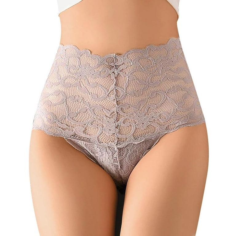 LEEy-world Seamless Underwear for Women Underwear High Waist Briefs Cotton  Bottom Fork Honeycomb Carry Belly In,Beige