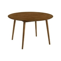Round Dining Table - 48 Inch Modern Wood Table, Walnut Finish, Round Table for Kitchen, Dining Room