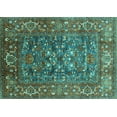 thumbnail image 1 of Ahgly Company Machine Washable Indoor Rectangle Oriental Turquoise Blue Industrial Area Rugs, 3' x 5', 1 of 4