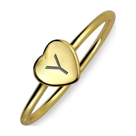 Bling Jewelry Womens Letter Z Block Alphabet Initial Heart Monogram Signet Ring Gold Plated Engraved