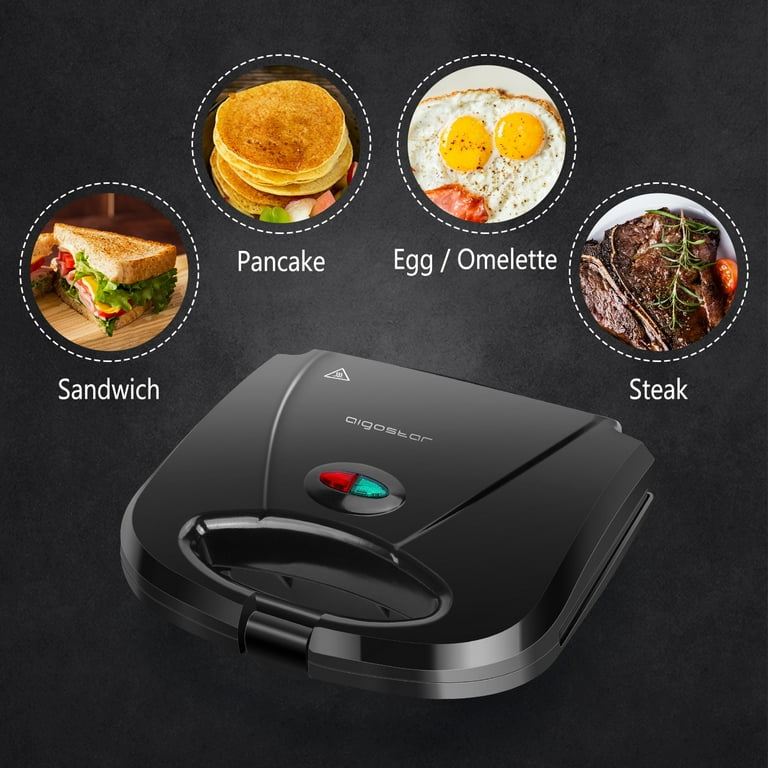 Panini Press Sandwich Maker, Aigostar 1000W Sandwich Press Grill with  Non-Stick Coated Plates, Indicator Light, Locking Lid, Cool Touch Handle,  Panini