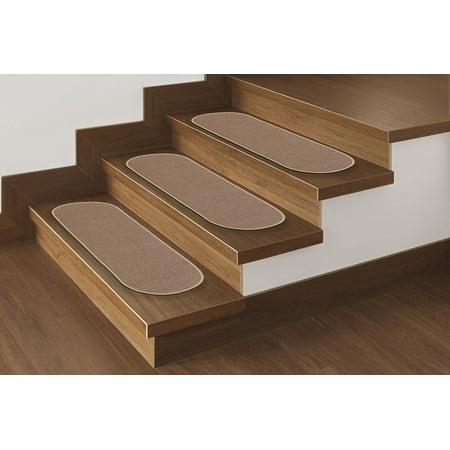 Ottomanson Escalier 7 Pack Beige Oval Stair Treads, (Best Finish For Stair Treads)