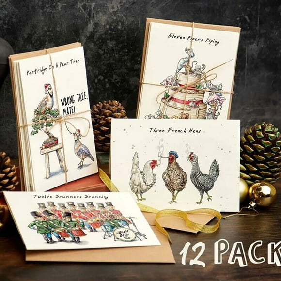 EASTIN Douze Jours de Jeu de Cartes de Noël 12 Jours Drôles Cartes-Cadeaux Compte à Rebours