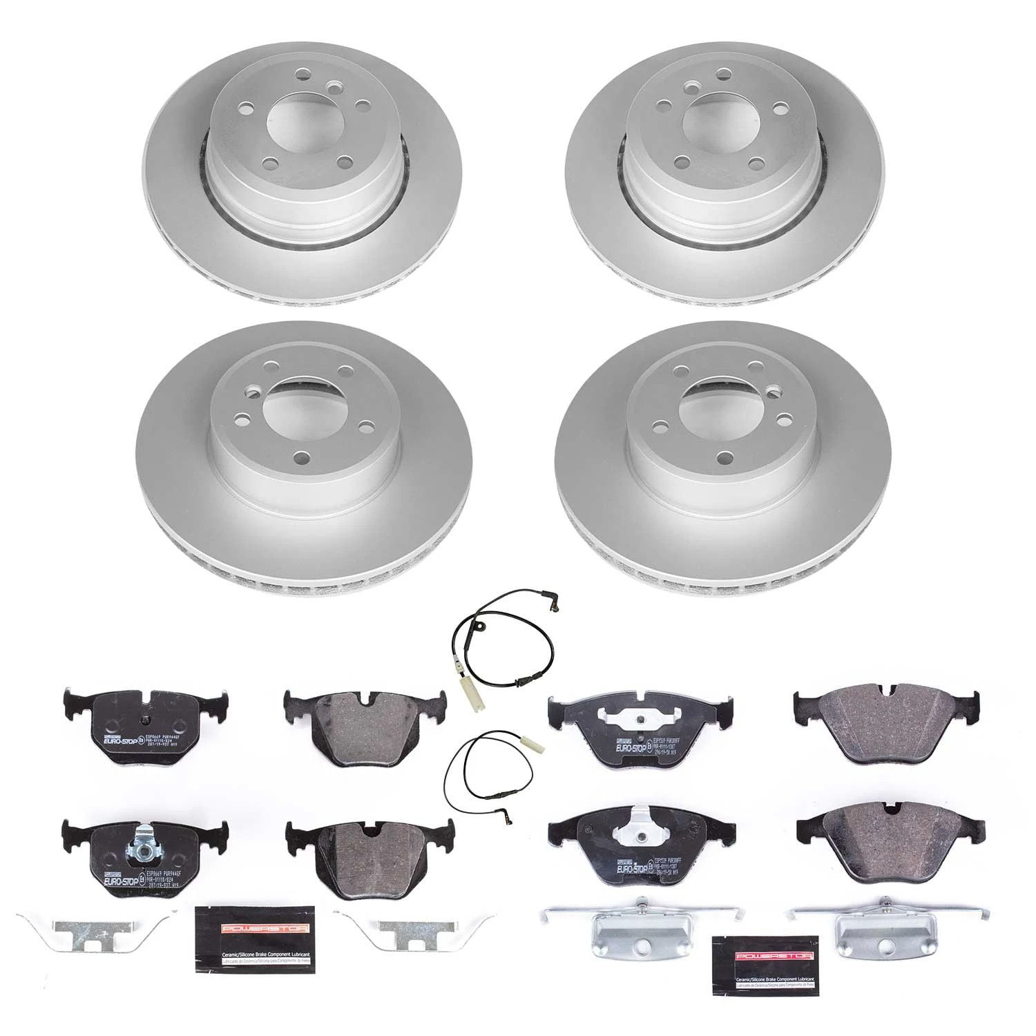 Power Stop Front and Rear Euro-Stop ECE-R90 Certified Brake Pad and Rotor Kit ESK5637