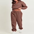 thumbnail image 3 of Women 2 Piece Tracksuits 1/2 Zipper Cropped Sweatshirt and Sweatpants, 3 of 9