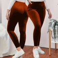 thumbnail image 2 of Women's High Waist Velvet Elastic Leggings Velvet Warm Yoga Pants Soft Comfy Thermal Leggings Plush Velour Tights, 2 of 8