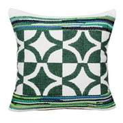 Ox Bay Naomi 20" x 20" Green/Ivory Geometric Cotton Blend Adult Decorative Throw Pillow
