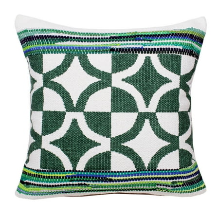 Ox Bay Naomi 20" x 20" Green/Ivory Geometric Cotton Blend Adult Decorative Throw Pillow