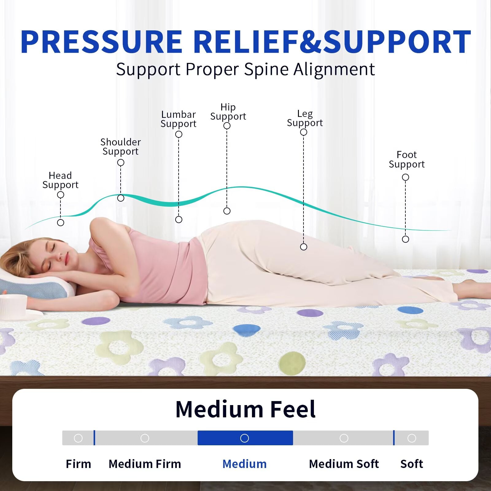 6 Inch TwinXL Mattress Memory Foam Mattress Gel Mattress Bed-in-a-Box CertiPUR-US Certified for Cooler Sleep Pressure Relief Breathable Comfortable Bed Mattress