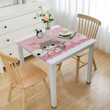 

YANMS Cute Cat Square Tablecloth 100% Polyester Fiber Mother s Day Theme 40*40