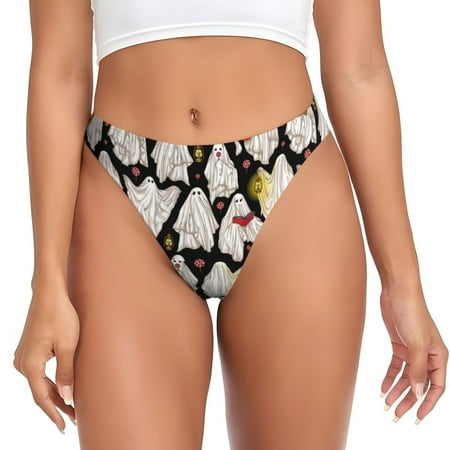 Rateoe Different Ghosts Pattern Seamless Women Underwear Thongs No Show Ladies Thong No Line Breathable Comfortable Panties Undies for Women-X-Small