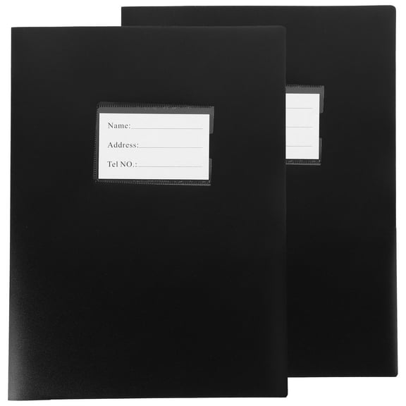 NICEXMAS 2Pcs Office File Folders with Pocket Design for Document and Paper Storage Black