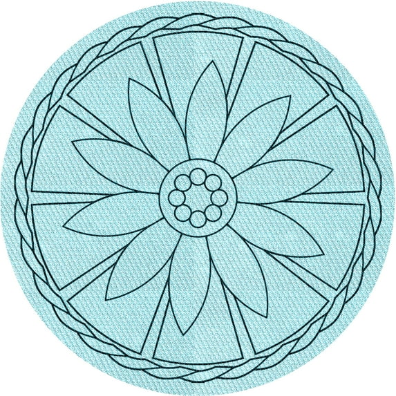 Ahgly Company Indoor Round Patterned Electric Blue Area Rugs, 4' Round