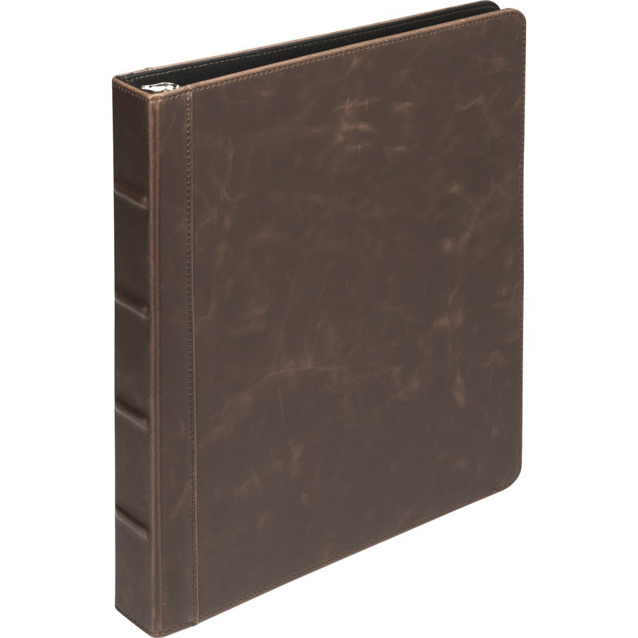 Samsill Vintage Hardback Book Binder/Professional Binder Organizer/Planner Binder 1.5 Inch 3 Ring Binder/Dark Brown No Zipper, Letter Size