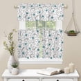 thumbnail image 6 of Kitchen Curtains and Valances Set, Blue Flower Leaf Spring Summer Floral Short Rod Pocket 3 Pieces Window Curtain Set for Bedroom, Bathroom, 24 Inch Long, 6 of 6