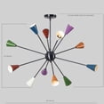 thumbnail image 5 of 12 Arm Multi Color Shade Brass Sputnik Chandelier Light Fixture Mid Century Style Sputnik Pendant Ceiling Light, 5 of 7