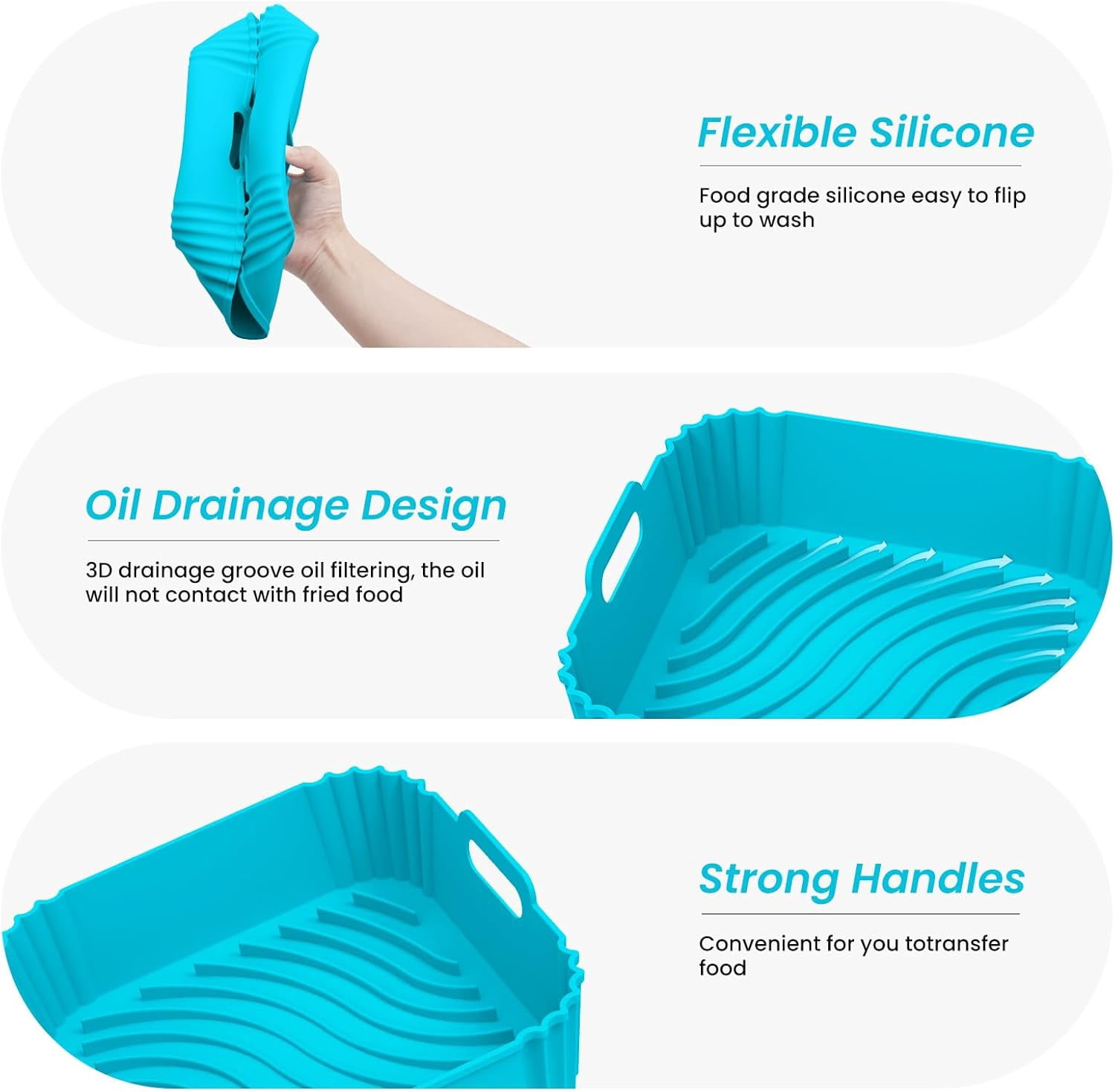 Air Fryer Silicone Liners, Square Airfryer Liners, Silicone Air Fryer Liners Reusable for 4-6 QT, Air Fryer Accessories Replacement for Parchment, Airfryer Liners Silicone