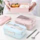 thumbnail image 2 of Leakproof Bento Box For Adults With 3 Compartment Lunch Box For Kids With Spoon & Chopsticks Microwave Dishwasher Safe BPA Free Meal Box With Handle, 2 of 5