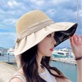 thumbnail image 5 of Sombrero de pescador con lazo de ala ancha, transpirable, con protección solar UV para mujer, sombrero para el sol, sombreros de playa para fiestas al aire libre, 5 of 5