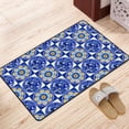 thumbnail image 4 of XMXY Area Rugs Doormat Outdoor Entrance, Vintage Floral Blue Checkered Facecloth Non-slip Floor Mat Rug for Living Room Kitchen Sink Area Indoor,36"x24", 4 of 9