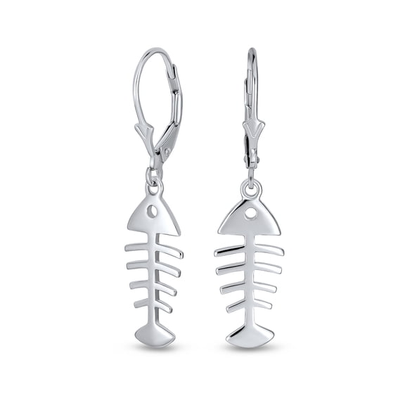 Bling Jewelry Womens Nautical Fishbone Dangle Earrings Sterling Silver Leverback