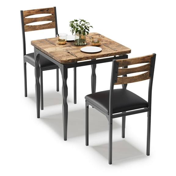 M optimized 3PCS Dining Table Set, Dining Table and Chairs Set of 2, Dining Table Set with Spiral Table Legs for Small Spaces, Kitchen, Apartment